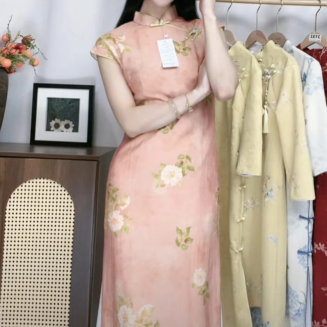 橘朵少女夏季温柔复古日常显瘦气质修身港风旗袍中国风