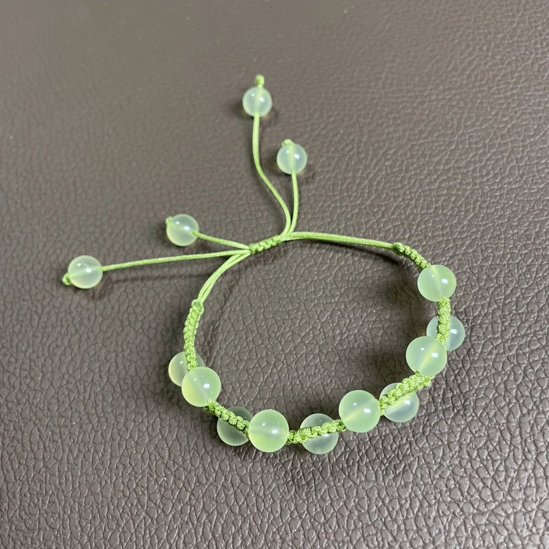 天然岫玉纯手工编织晶莹剔透露珠手串