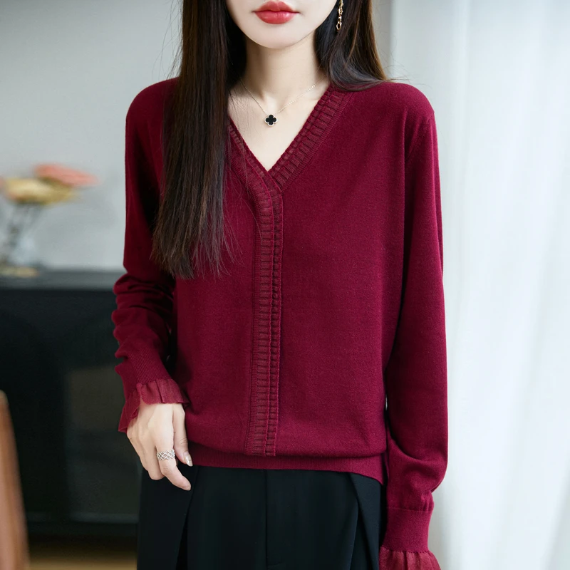 【新款】~假开衫~洋气秋冬针织衫宽松女百搭打底衫毛衣上衣