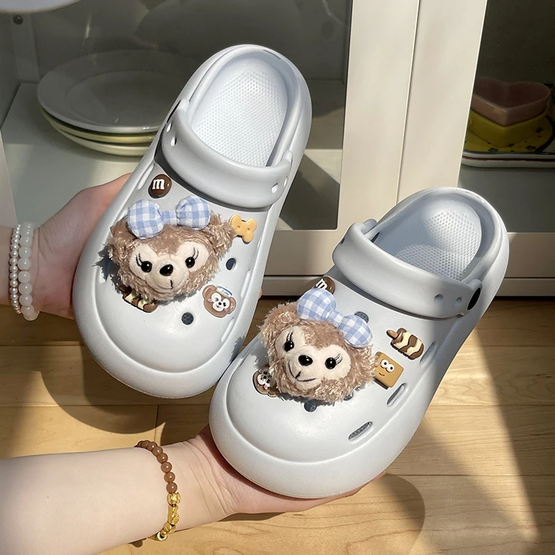 软萌洞洞鞋女士外穿2025年夏时尚两穿防滑厚底凉拖雪莉玫包头拖鞋