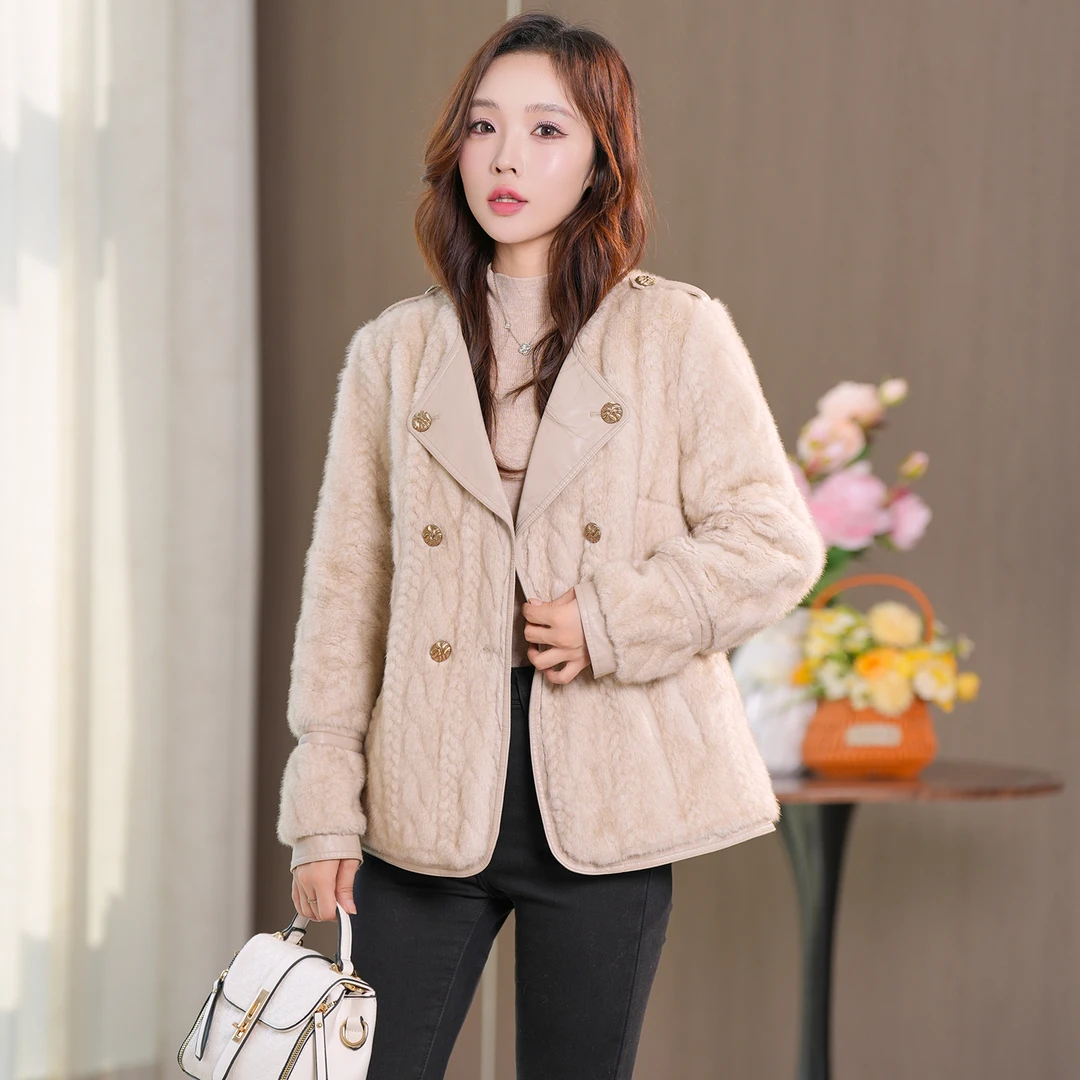 韩版优雅秋冬新款法式名媛小香风短款外套M-4XL