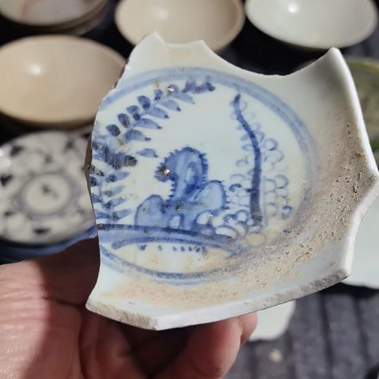 瓷片青花影青杯垫学习标本