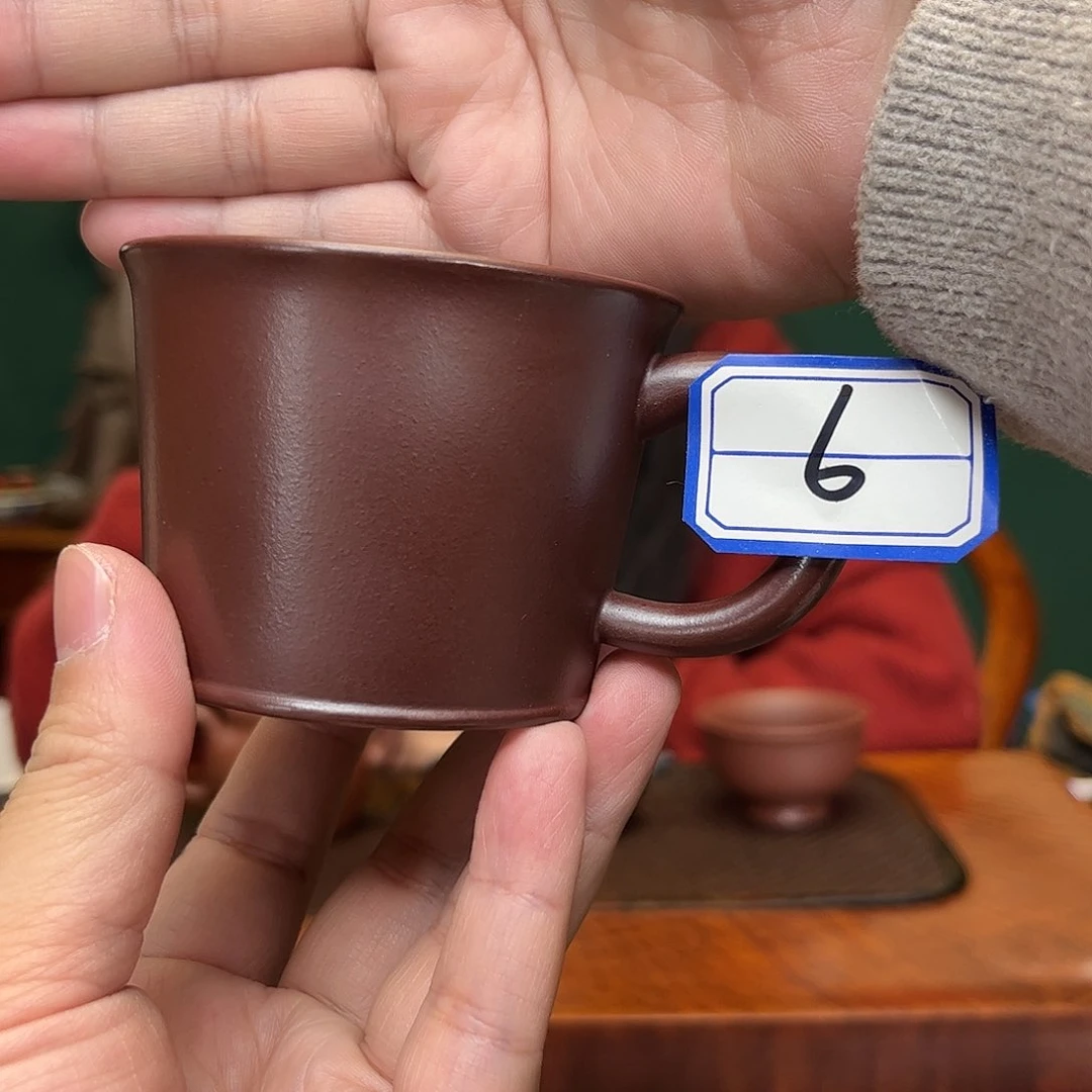 紫砂茶杯石红杯子