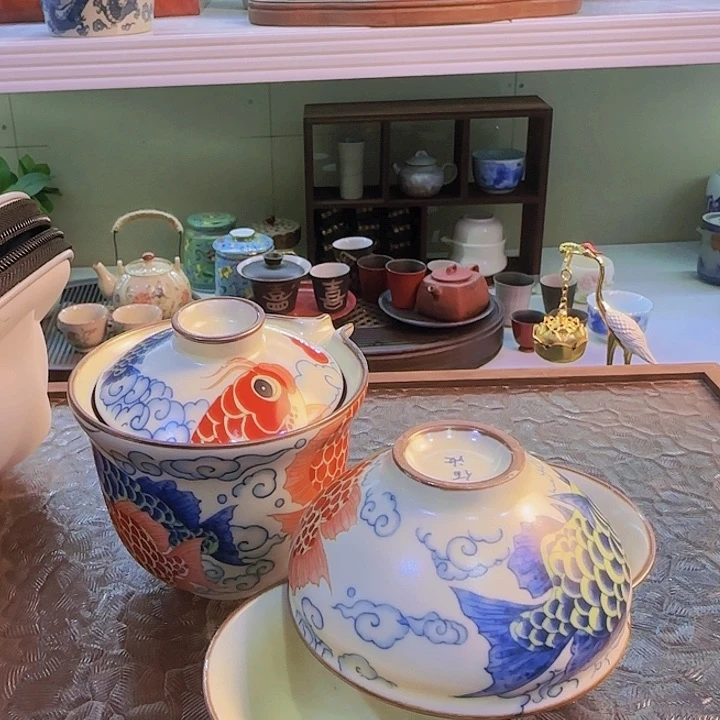 青花瓷器茶具套装旅行茶具茶叶罐个人杯