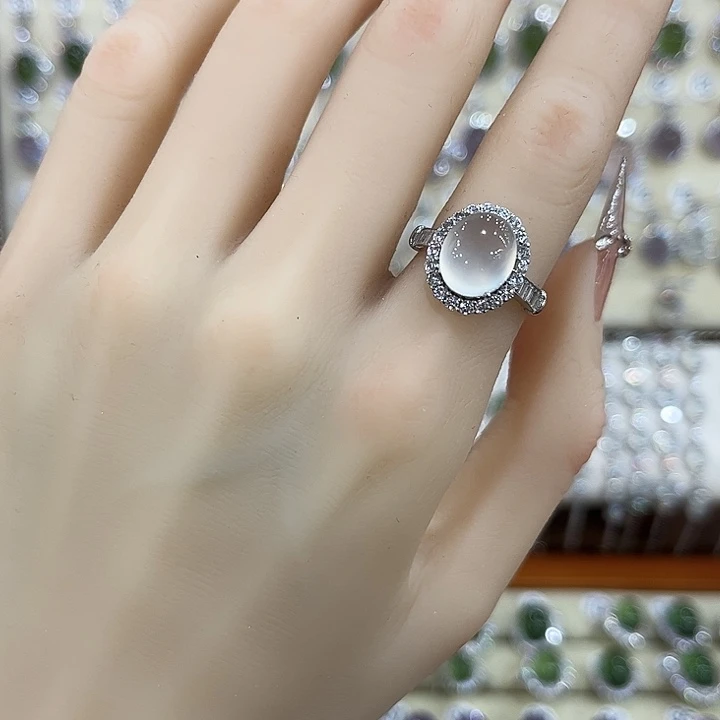 蛇纹石玉银S925镶嵌戒指