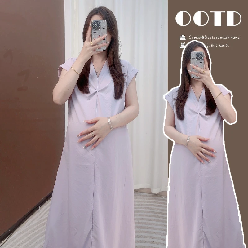 清！孕妇夏季中长款宽松显瘦时尚气质连衣裙休闲款式