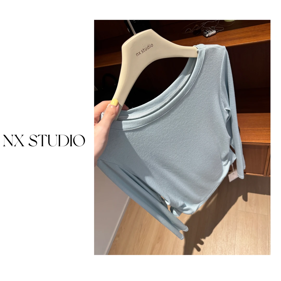 【nx studio】收腰可当一字肩超软糯面膜衣长袖t恤