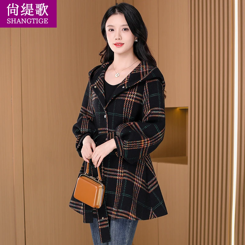 【尚缇歌】小香风毛呢外套女2025新款爆高端减龄小个子妈妈格子风衣