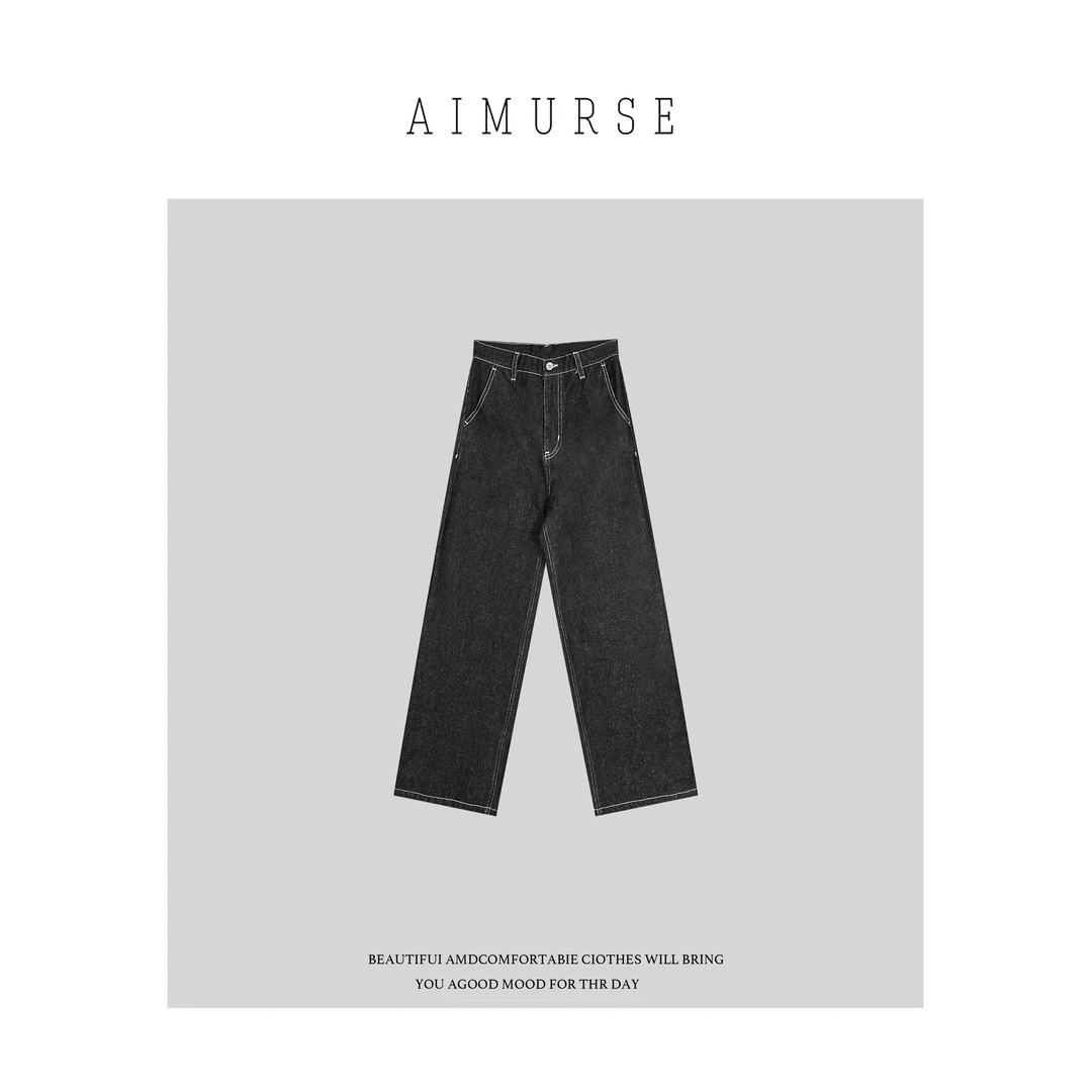 AIMURSE 【唱片牛仔】小众设计师 时髦复古百搭牛仔直筒裤 AM70126