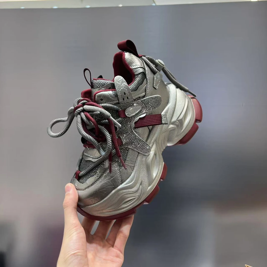 【老款】水钻厚底老爹鞋女ins2025春季款网红时尚百搭休闲运动女鞋