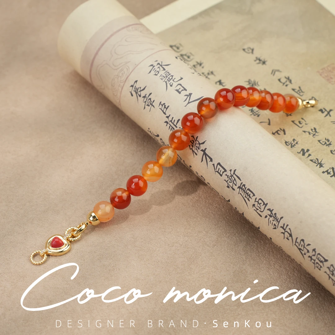 【小霞珠宝】盐源玛瑙手链飘花百搭女款手工简约手链玛瑙AD301