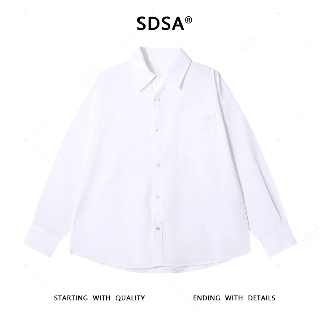SDSA男士秋冬新款痞帅男装简约基础款纯色口袋翻领长袖衬衫百搭