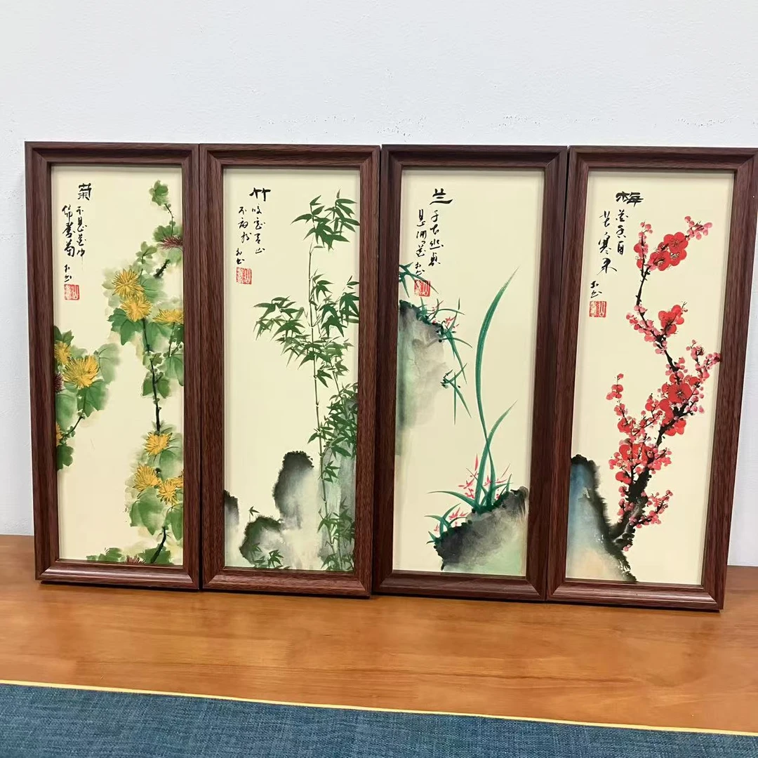 17*43竖幅/梅兰竹菊/张涛（带框）