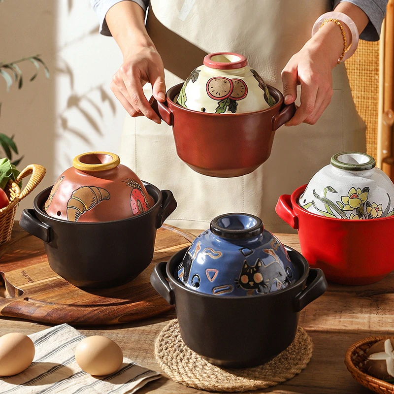 舍里土陶深砂锅一人食煲仔锅明火干烧耐高温燃气小号瓦煲米线煮粥