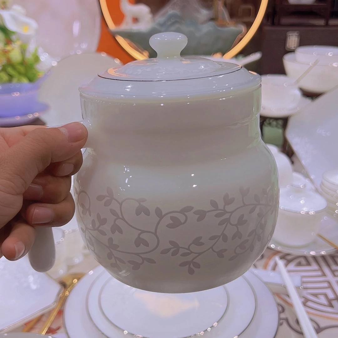 瓷描金纯白玉瓷酒湖1个