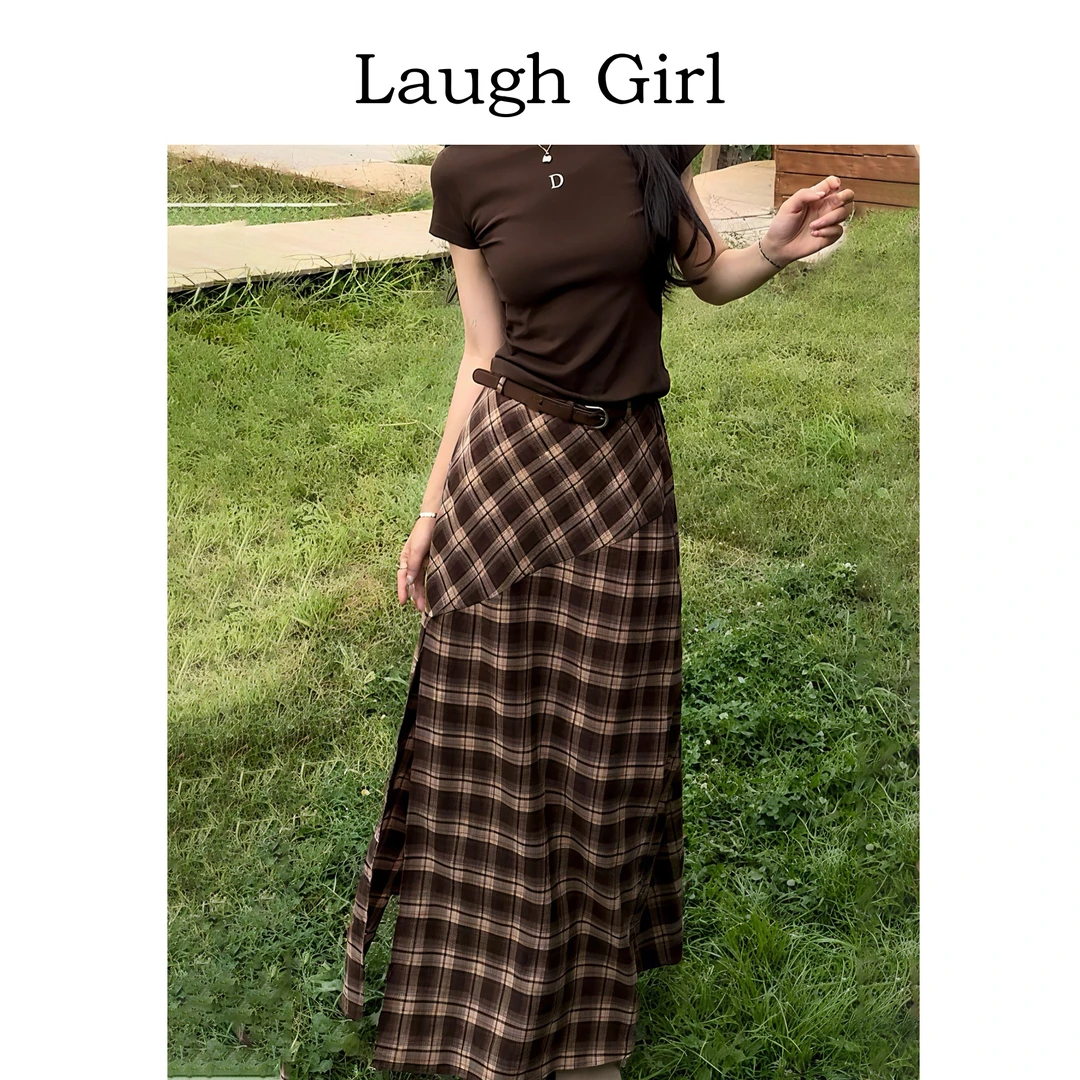 楚楚君 Laugh girl【去新疆】韩版时尚格纹半身裙EL53538J