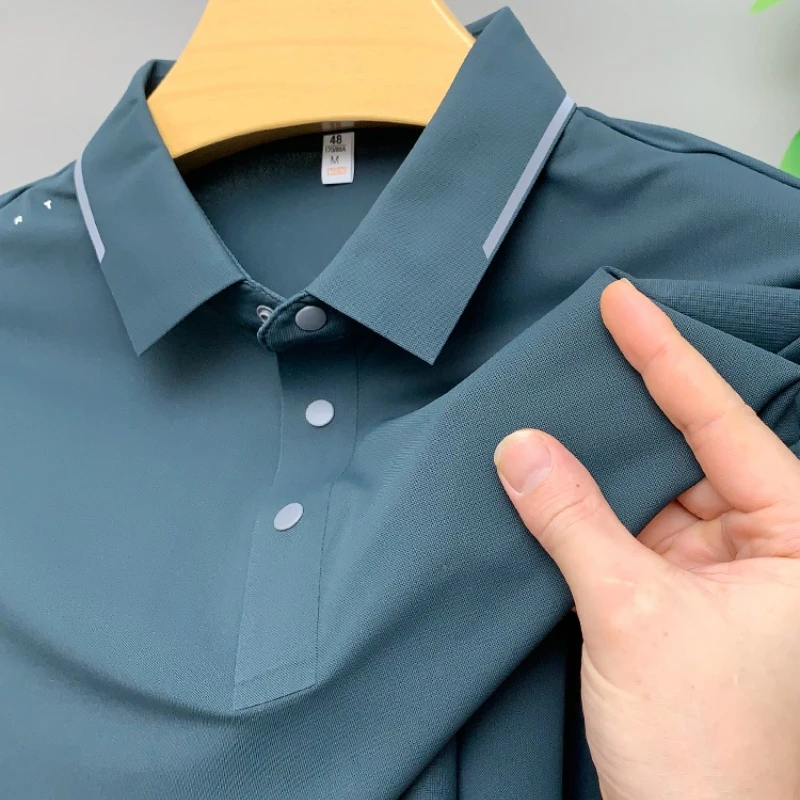 CATIA SELI冰丝短袖t恤翻领高端男士半袖凉感纯色休闲上衣POLO衫