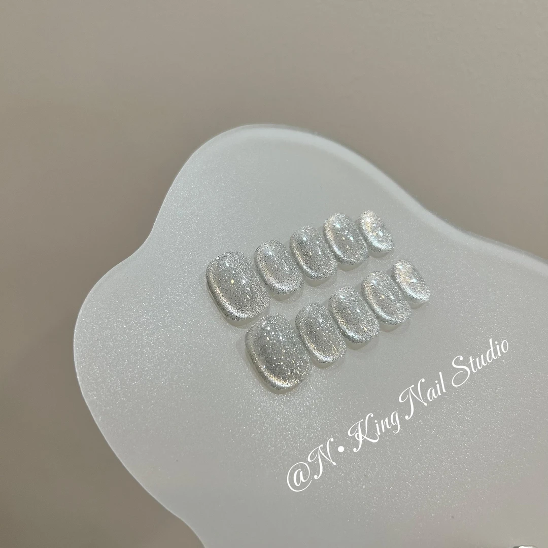 【山水画卷】新款高级感爆闪猫眼温柔百搭美甲冰透显白纯手工穿戴甲