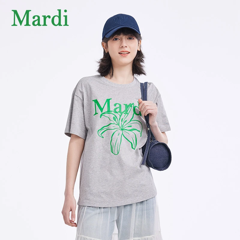 MARDI/玛尔帝夏季百搭时尚纯棉简约圆领休闲上衣