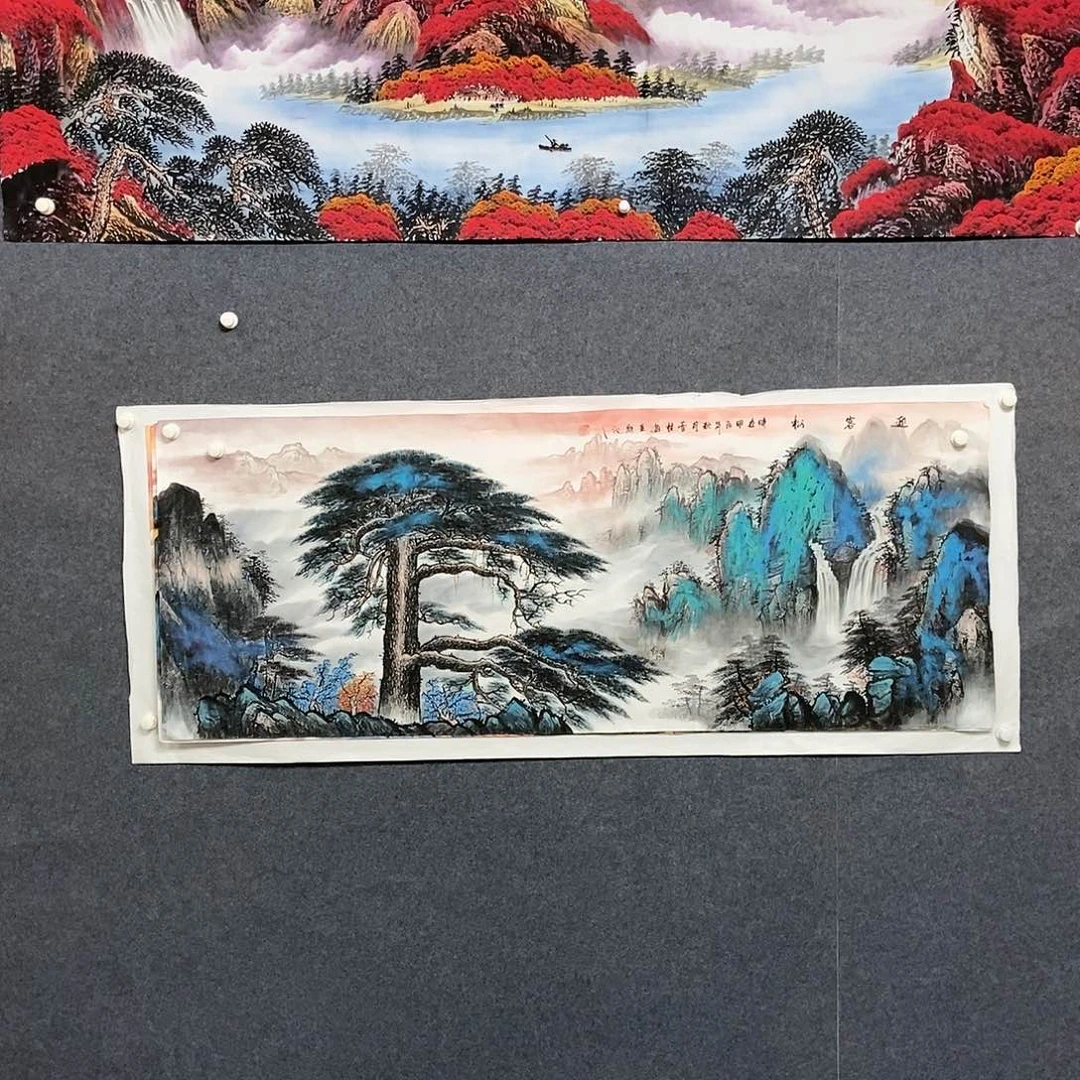 国画种****菜小六尺迎客松一副