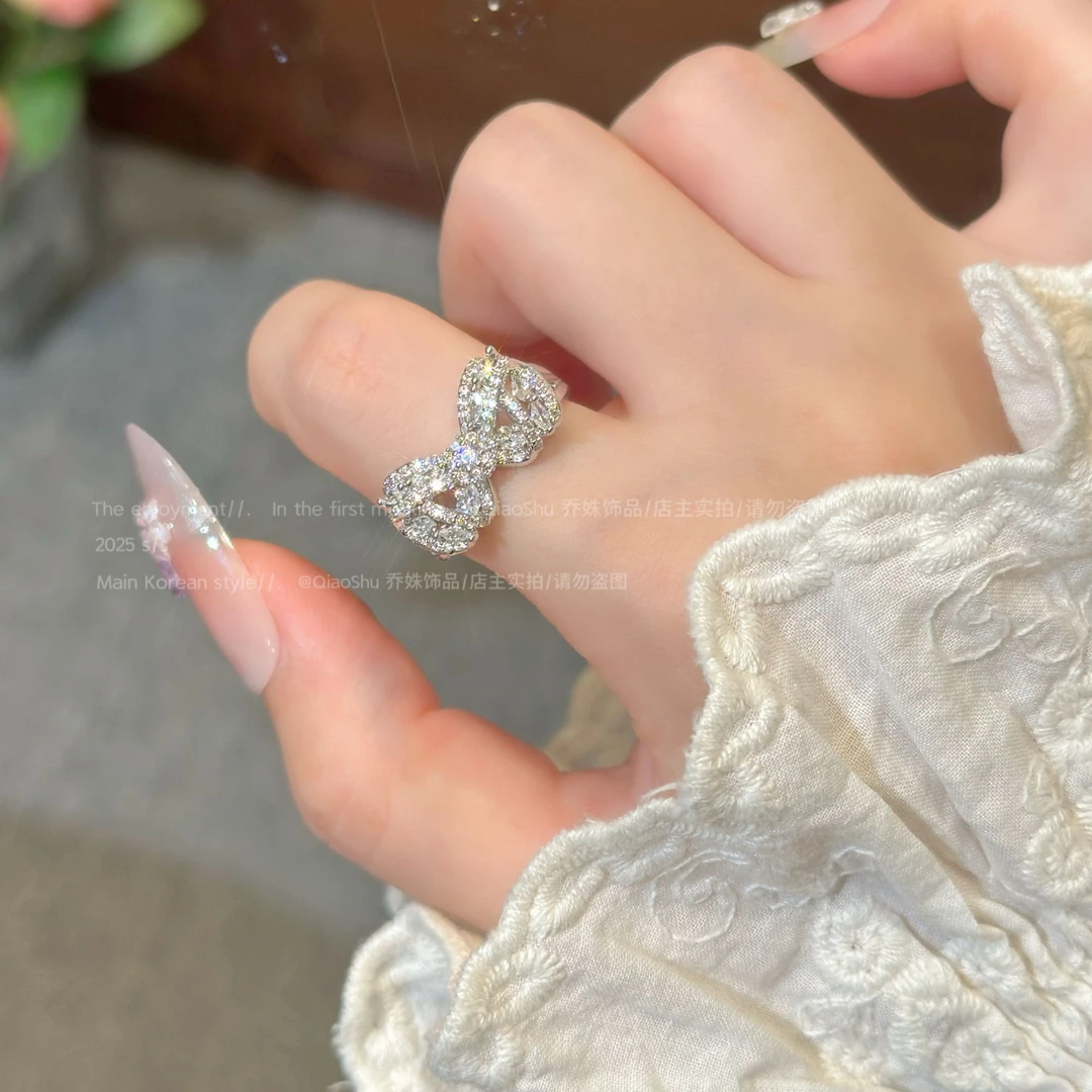 铜合金合成锆石戒指 C518 时尚ins甜美蝴蝶戒指气质百搭精致超仙~