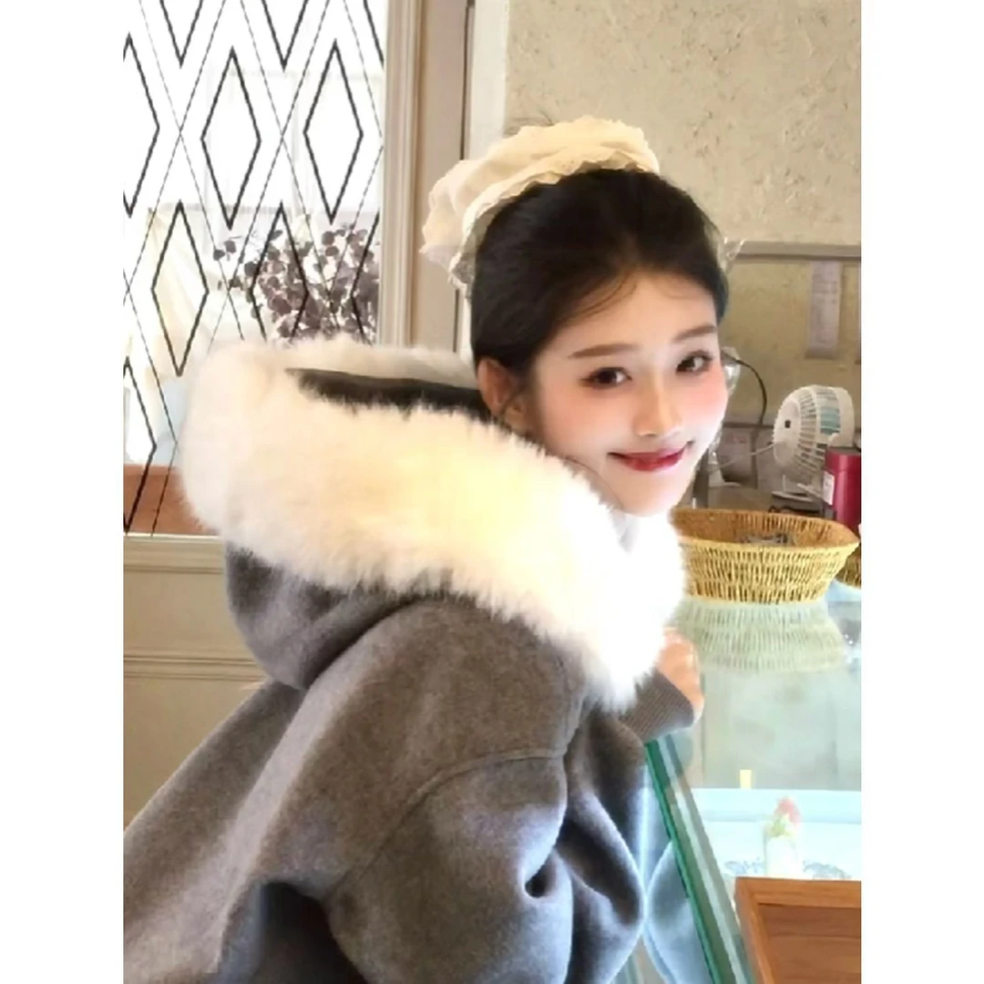 【天青武】针织开衫慵懒风条纹早秋秋冬毛衣秋季带帽毛衣外套