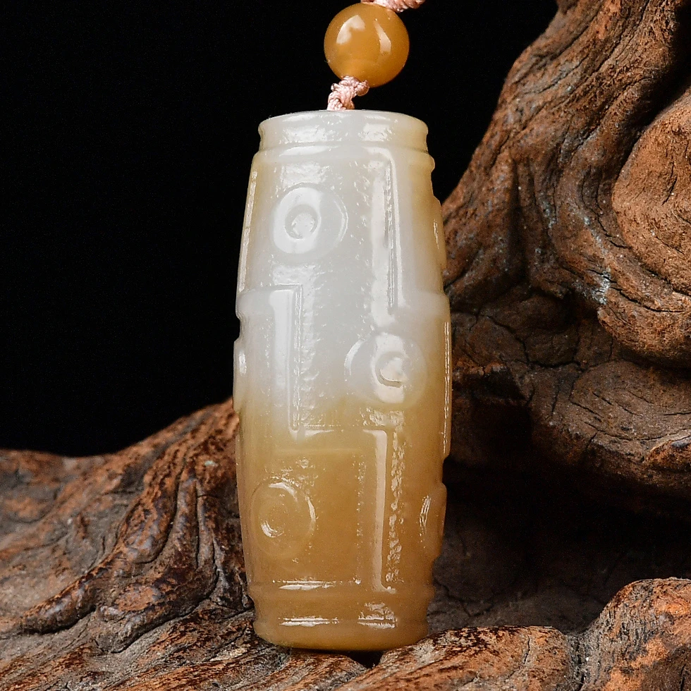 天然和田玉天珠锁骨链吊坠