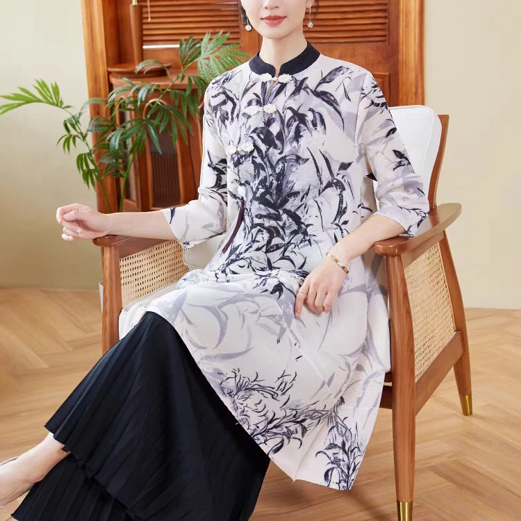 国风流苏连衣裙女2025年春秋新款褶皱气质时尚减龄大码DCA1696