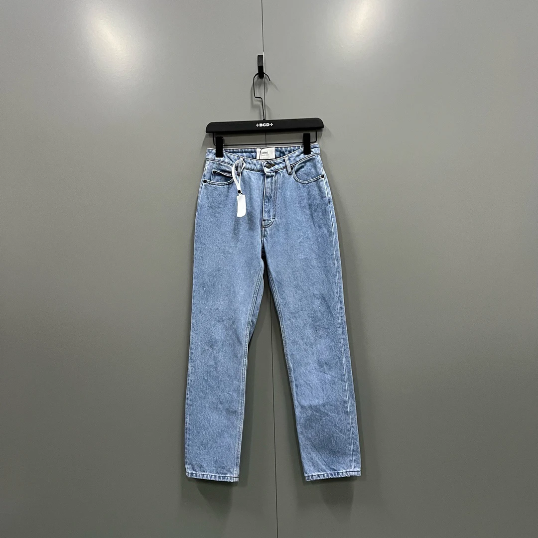 95新 AMIPARIS （cc）蓝色水洗牛仔裤 25码/000394