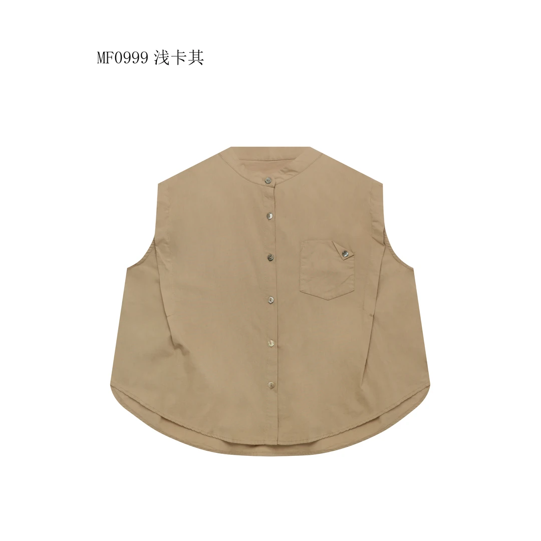 【麻訪家】MF0999浅卡其复古文艺时尚简约百搭开衫马夹