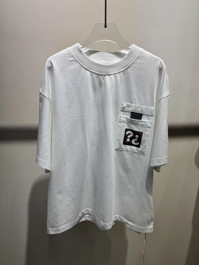 XTJ STUDIO童装 设计师款 LC中大童 胸口口袋问号图案短袖 新品