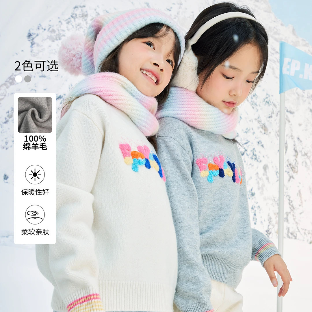 [商场同款]EP雅莹童装秋女童新款活力印花休闲宽松运动毛衣