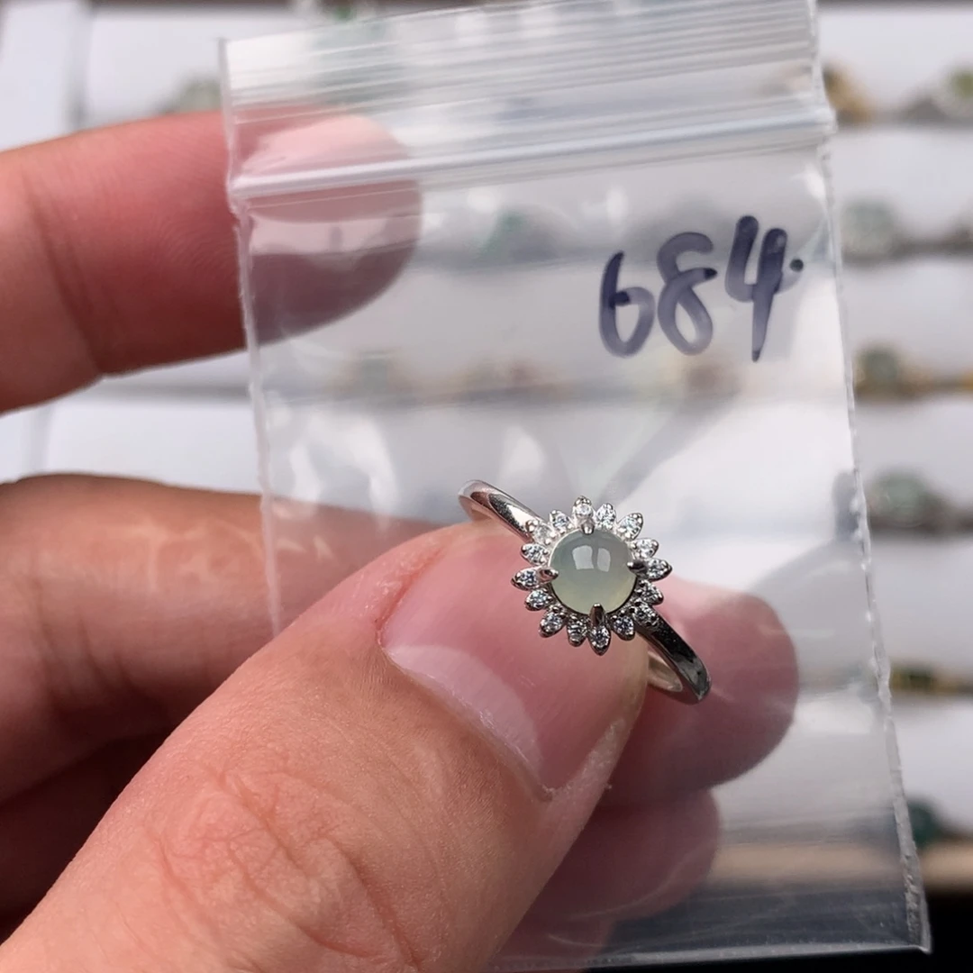 翡翠银S925镶嵌戒圈684