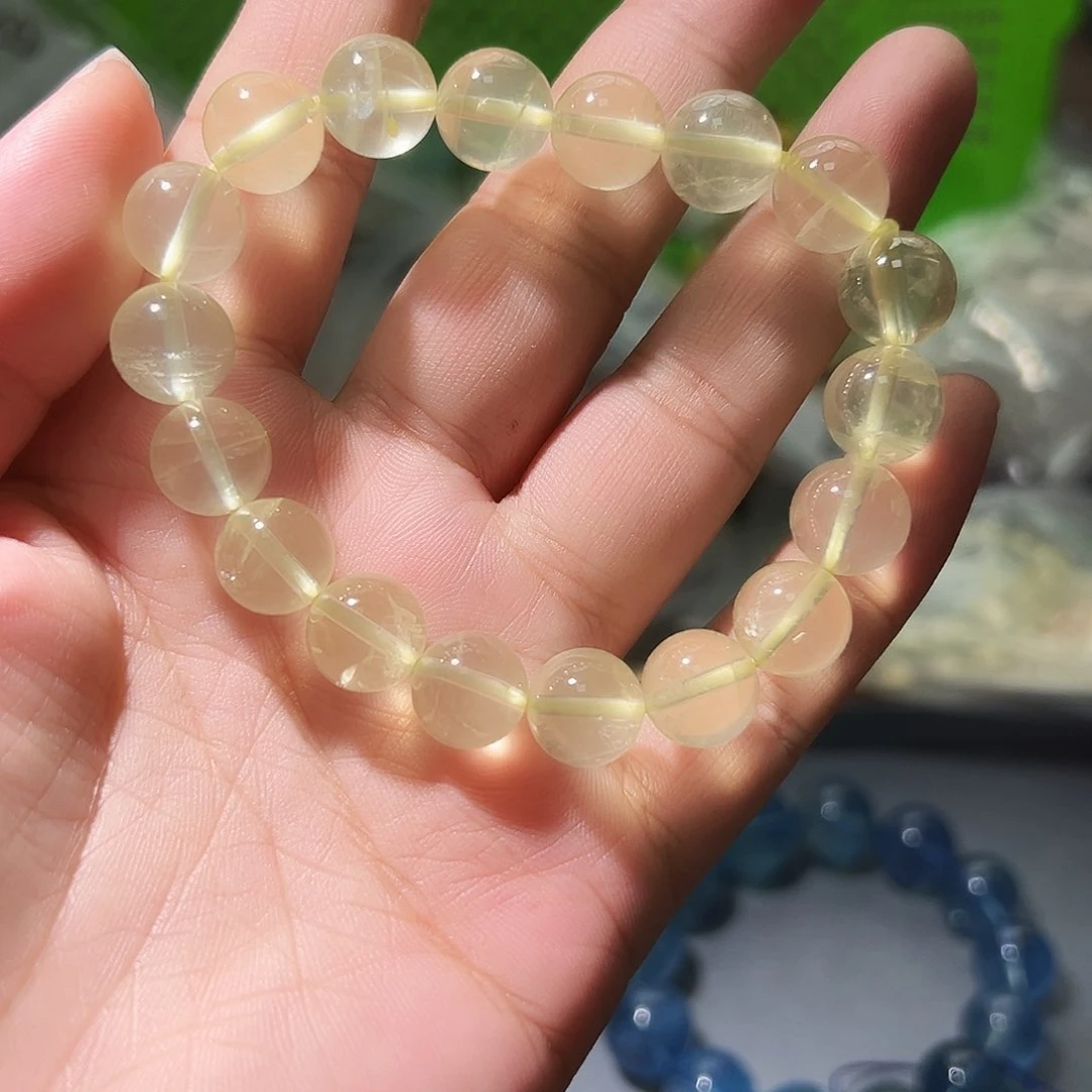 水晶手链未镶嵌柠檬黄水晶11毫米13号