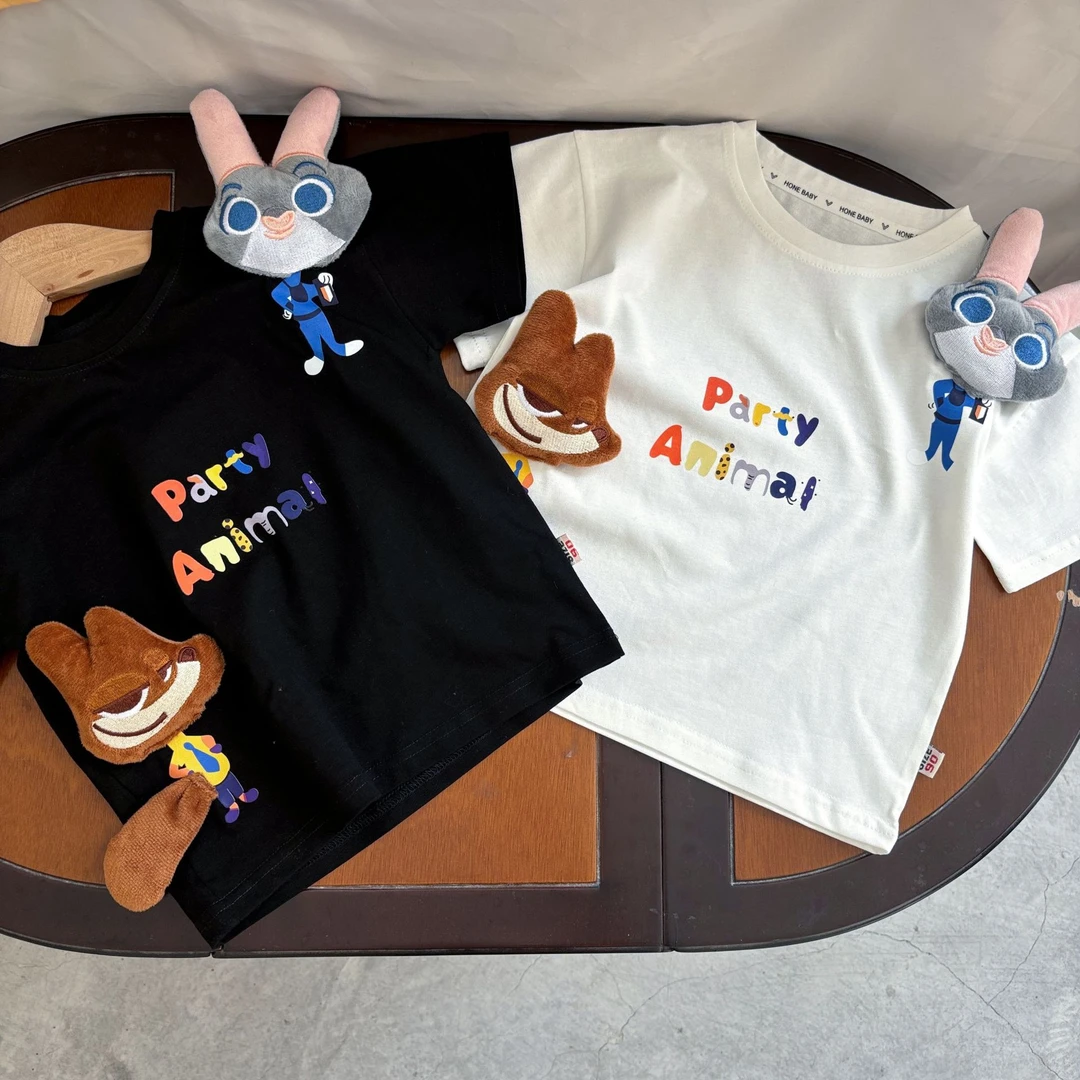 立体玩偶儿童短袖童装男女童夏装t恤洋气宝宝纯棉T恤卡通上衣