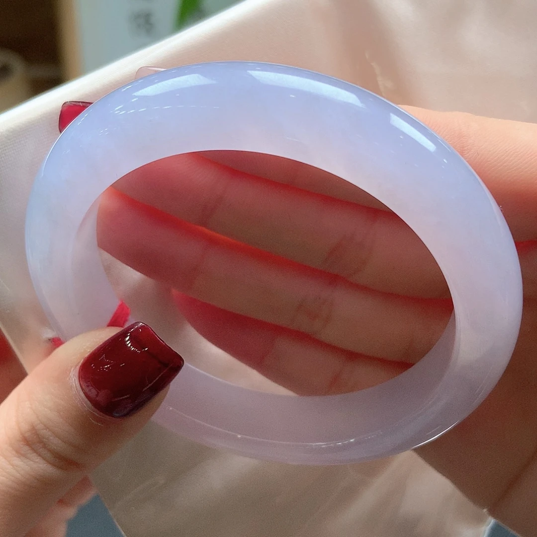 翡翠未镶嵌手镯冰粉紫幻彩15号