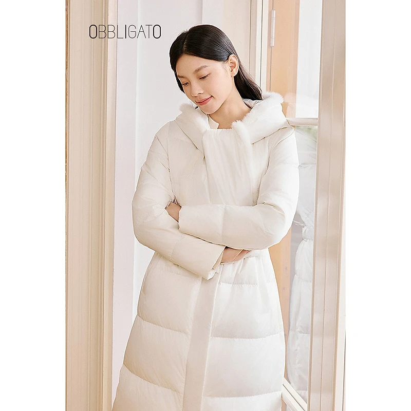 OBBLIGATO奥丽嘉朵1C64508550专选冬季水貂毛包边羽绒服