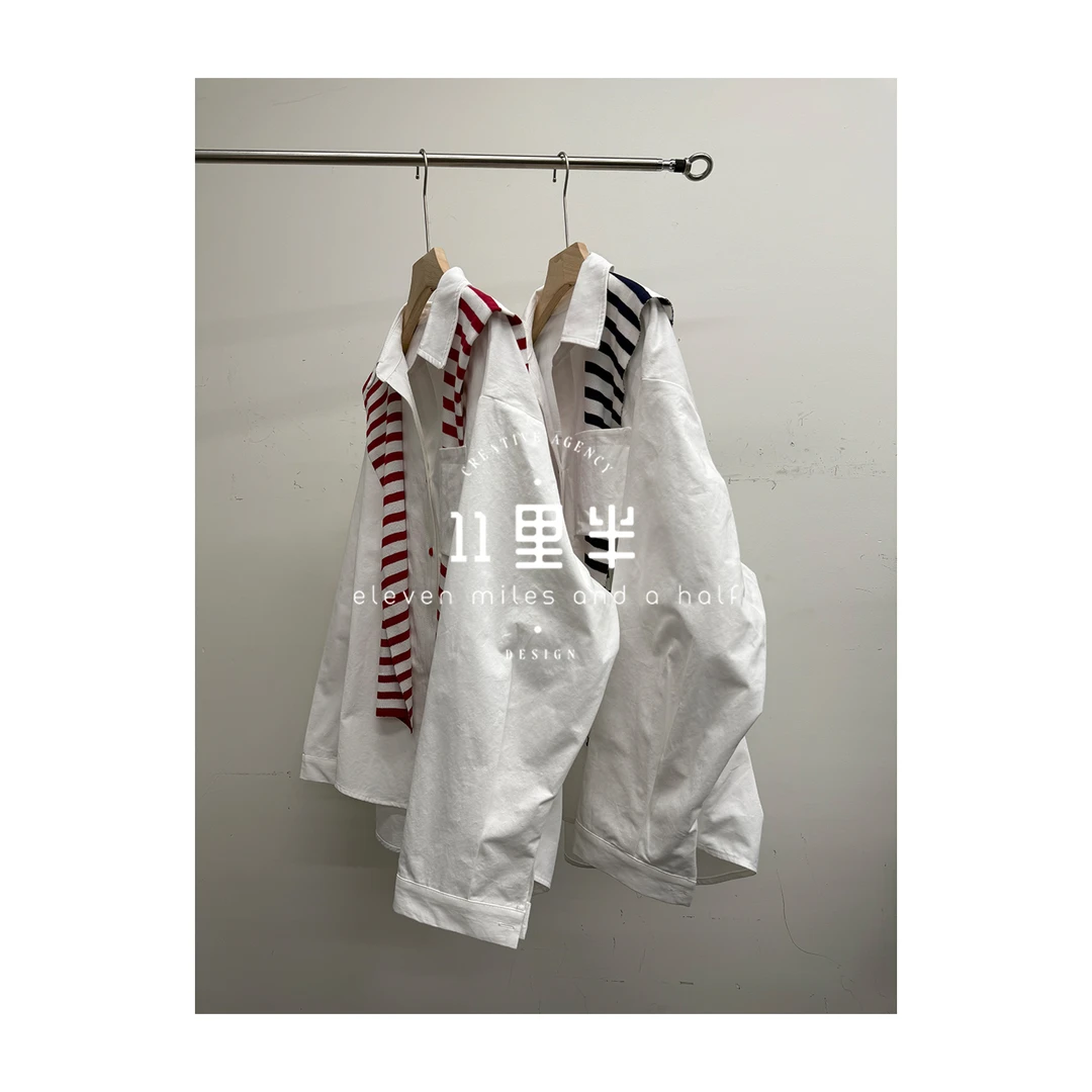 11里半如懿专属【自由的风】简约微胖休闲百搭纯色时尚坎肩衬衫女装