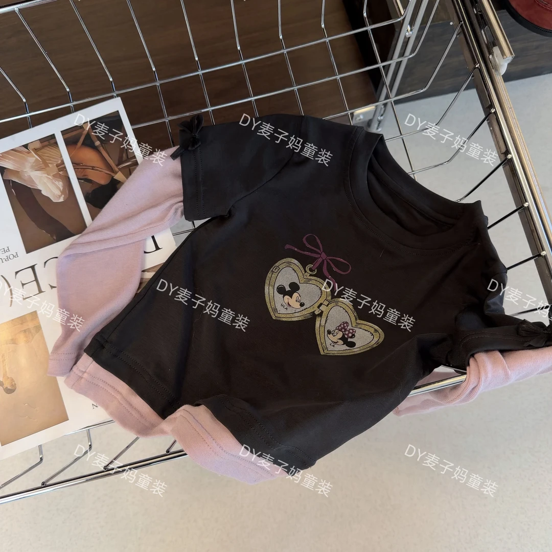 现MZ.儿童春夏莱赛尔拼接假两件设计感米奇长袖Q805