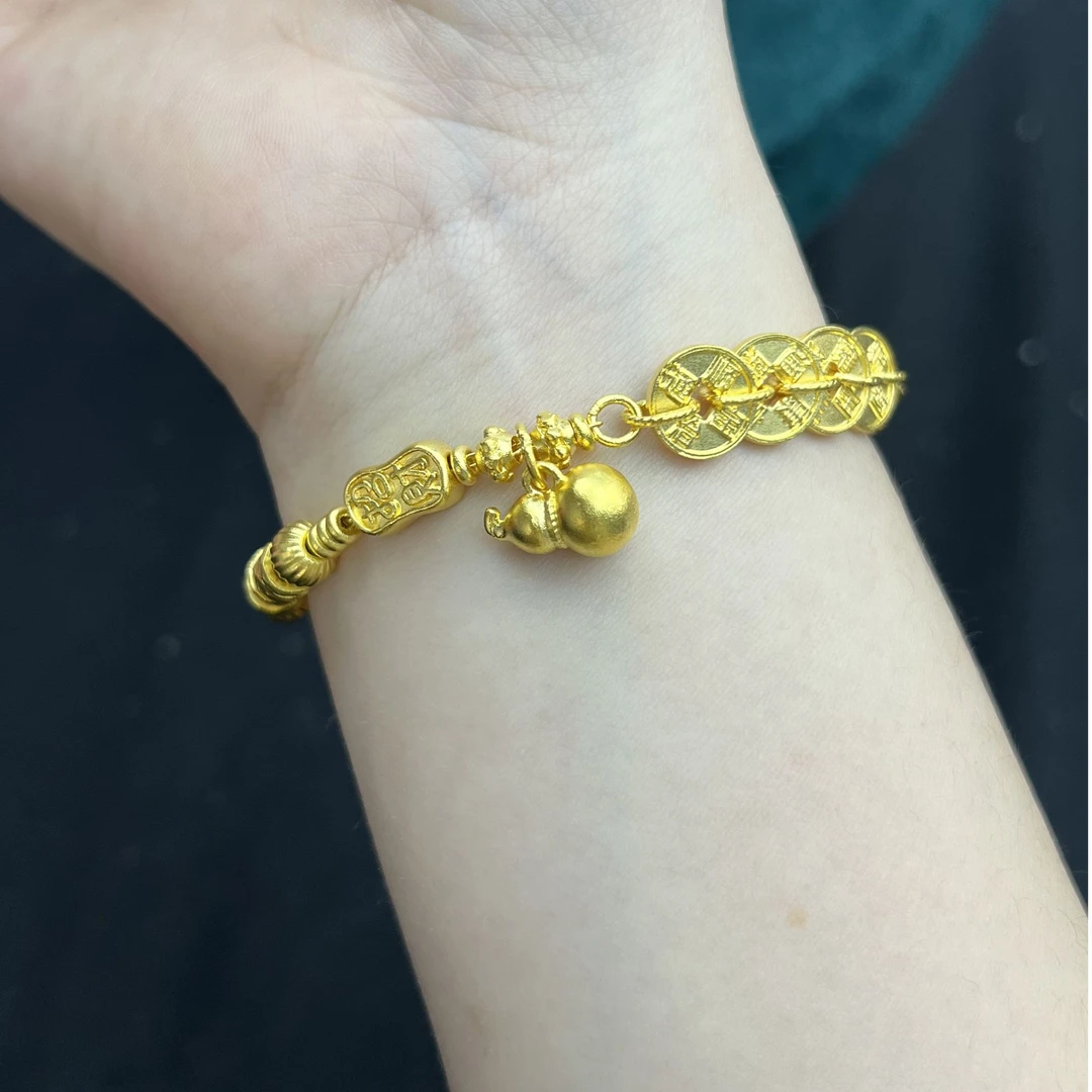 足银手链 五帝币葫芦盘缠手链