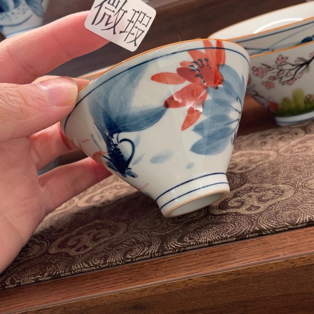 釉下手绘茶具微瑕