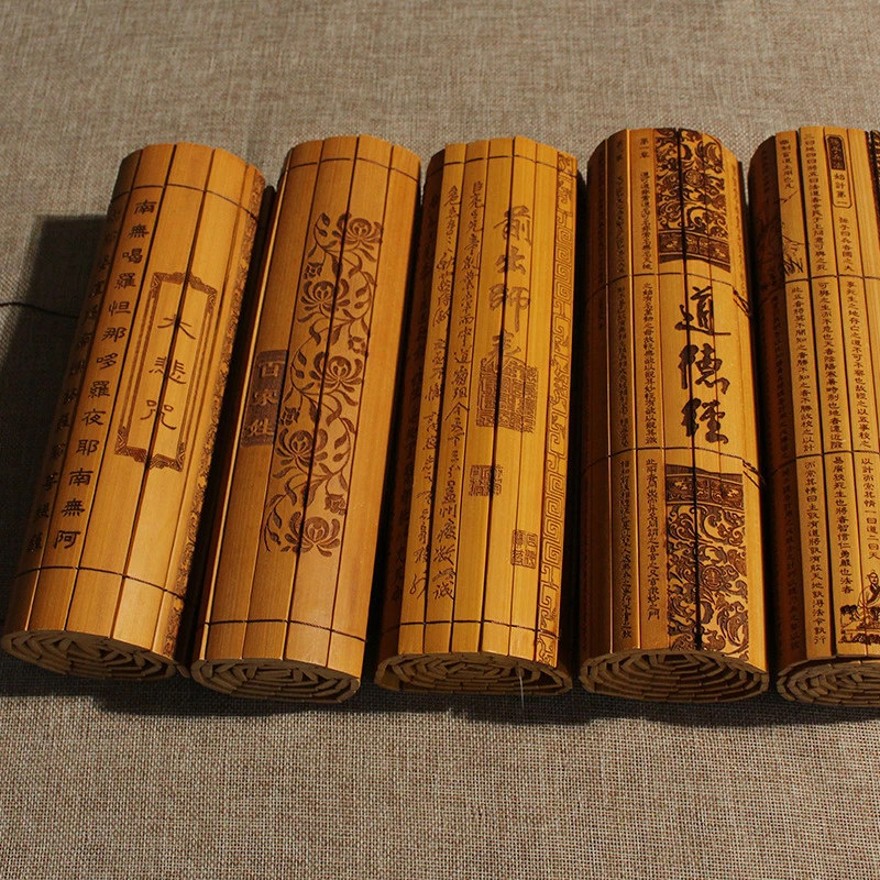 仿古竹简兰亭序道具阴刻挂件书   小孩玩具   纯手工雕刻竹制品