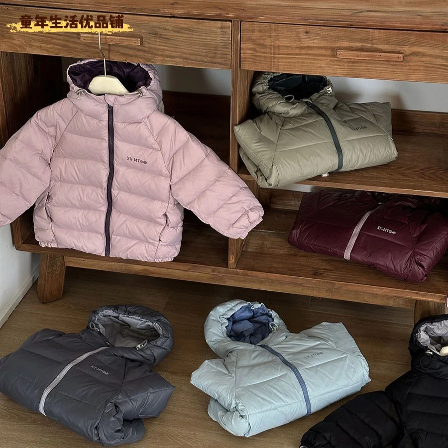 童泰简约款!儿童保暖外套冬季男童连帽防寒服女童洋气短款轻薄羽