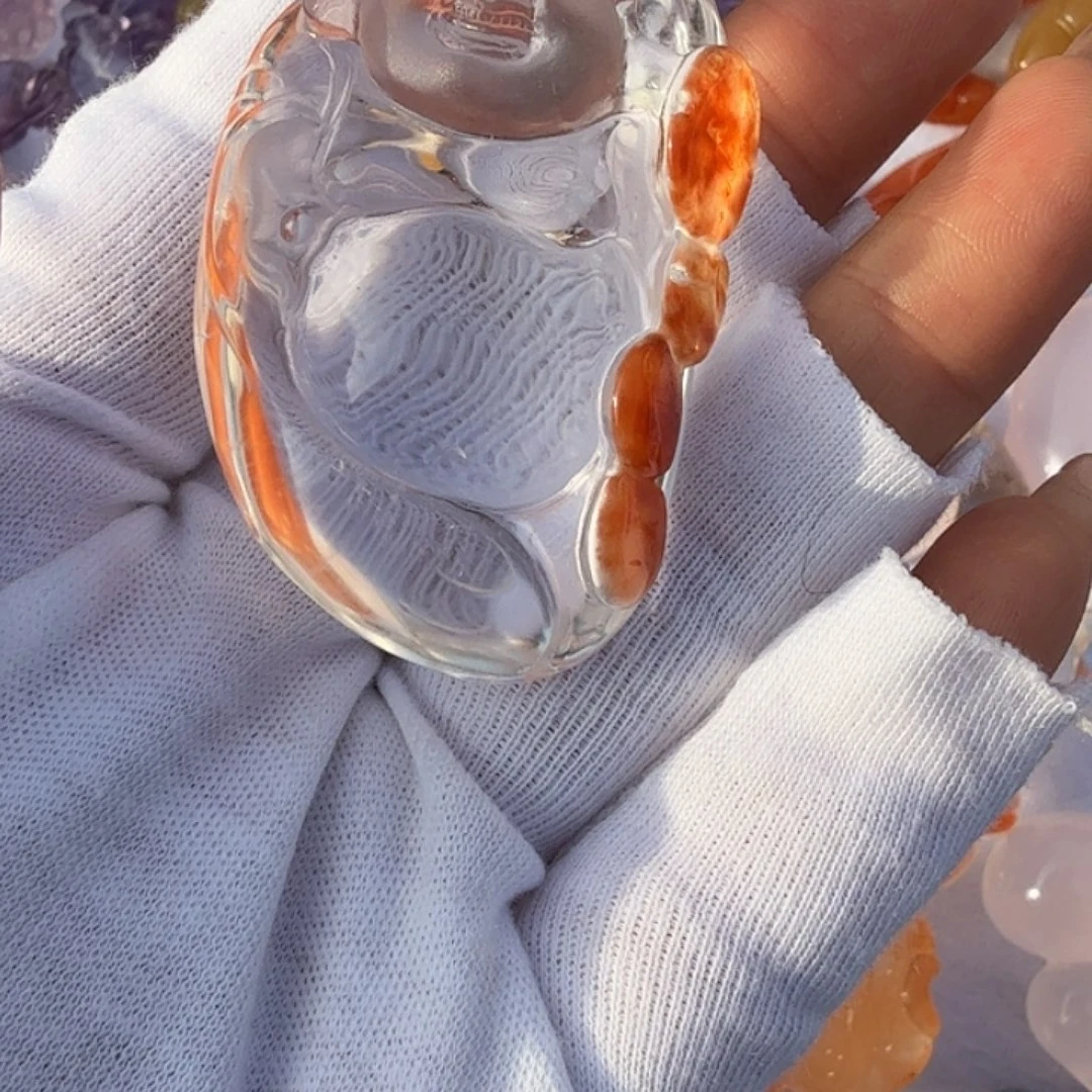 粉***条水晶未镶嵌车挂水晶