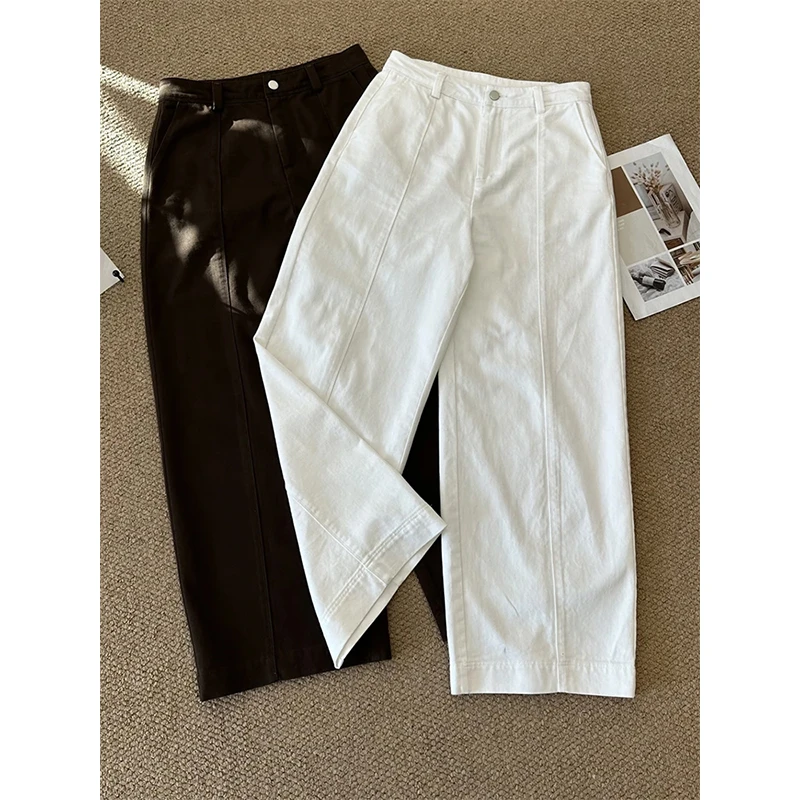 2025年秋季新款小个子弯刀裤女款显瘦百搭纯色休闲松弛感直筒裤子