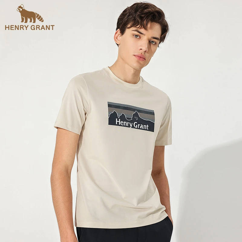亨利格兰夏季新品简约休闲圆领透气时尚百搭轻奢痞帅男装T恤短袖