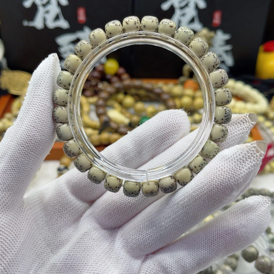 手串星月菩提石玉河豚8×7同枝绿背高抛