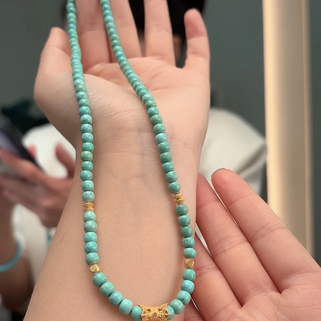 绿松石18K金镶嵌颈饰