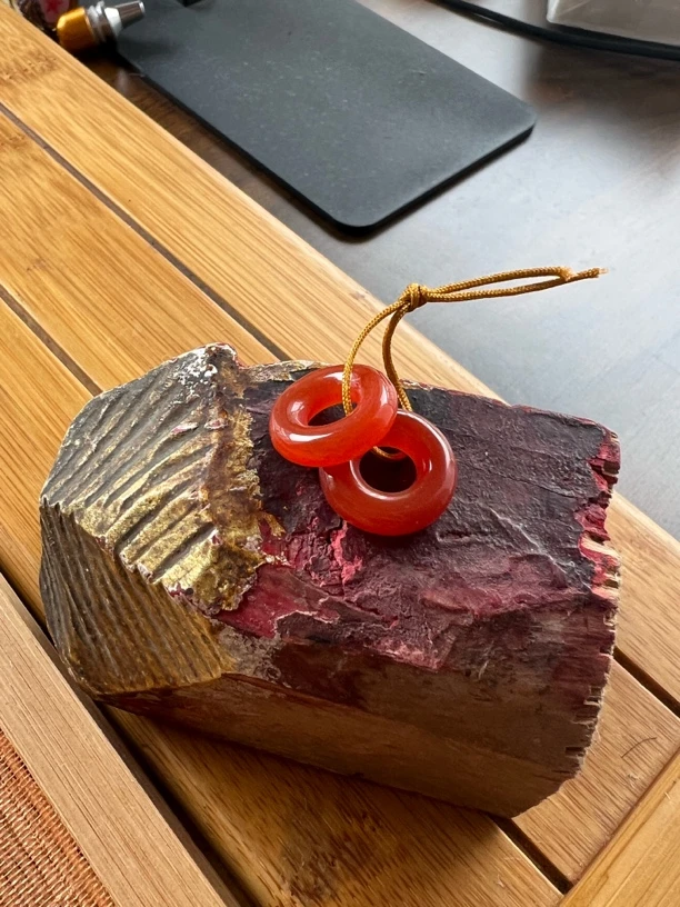 红玛瑙甜甜圈 一对