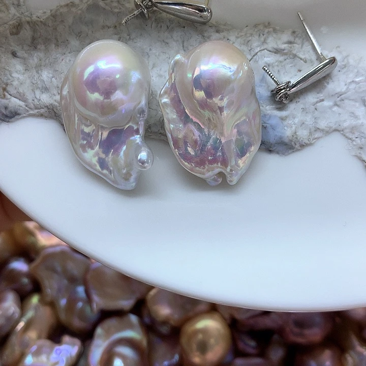 淡水珍珠耳饰银S925镶嵌